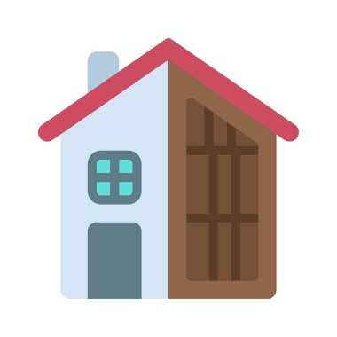 Yarı Yapılmış Ev simgesi, vektör illüstrasyonu 