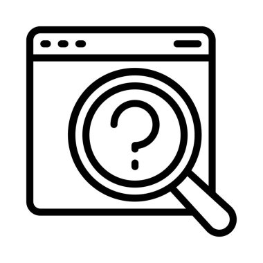  Web Sitesi Soruları arama simgesi, vektör illüstrasyonu 