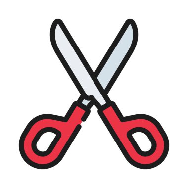 Beyaz arka plan üzerinde simge vektör çizim makas 