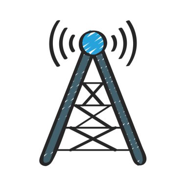 Radyo Kulesi simgesi vektörü beyaz arkaplanda izole edildi
