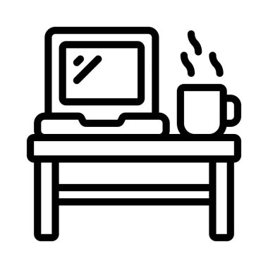 Çalışma alanı düz simgesi, vektör illüstrasyonu 