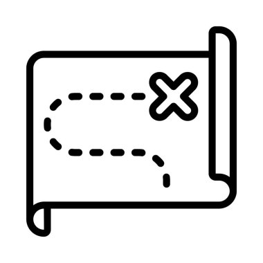 Hazine Haritası simgesi, vektör illüstrasyonu basit tasarım