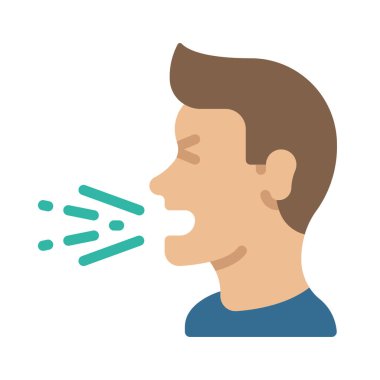 Öksüren adam simgesi, vektör illüstrasyonu 