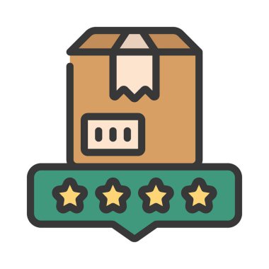 Yıldızlı müşteri gözden geçirme simgesi, vektör illüstrasyonu basit tasarım