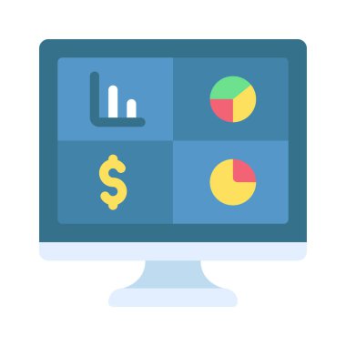 Bilgisayar Veri Paneli simgesi, vektör illüstrasyonu 