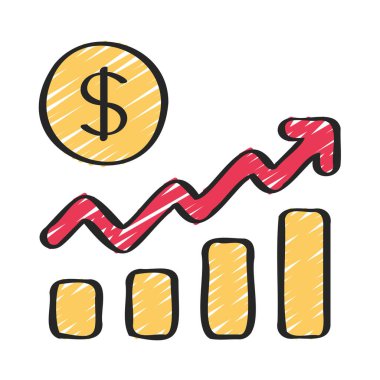 İş büyümesi çizelgesi ana hatları vektörü. İş büyümesi. veri analizi