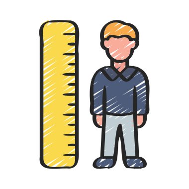 Yükseklik Ölçümü düz simgesi, vektör çizimi 