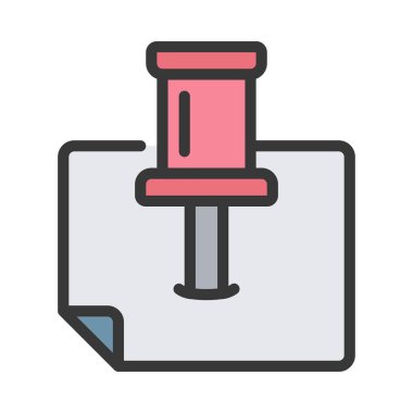 Çivilenmiş Belge simgesi, vektör illüstrasyonu  