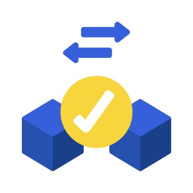 Onaylanmış Blockchain Aktarım simgesi vektör illüstrasyonu 