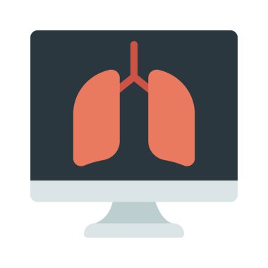 Bilgisayar simgesinde akciğerler, vektör illüstrasyonu 