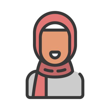 Müslüman Kız Web simgesi vektör illüstrasyonu