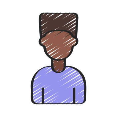 Kare Saç Adam web simgesi düz tasarım, vektör illüstrasyonu