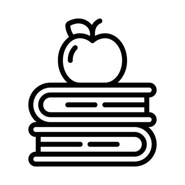 Elma Kitap Yığını simgesi, vektör illüstrasyonu