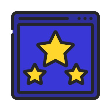 Web sitesi Yıldız Gözden Geçirme simgesi, vektör illüstrasyonu