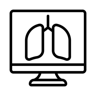 Bilgisayar simgesinde akciğerler, vektör illüstrasyonu 