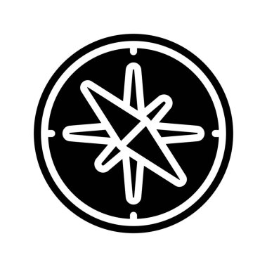 Beyaz arka plan üzerinde pusula simgesini vektör çizim