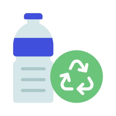 Geri dönüşümlü Plastik düz simge, vektör illüstrasyonu 