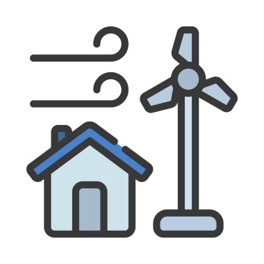 Ev Rüzgarı Güç simgesi, vektör illüstrasyonu  