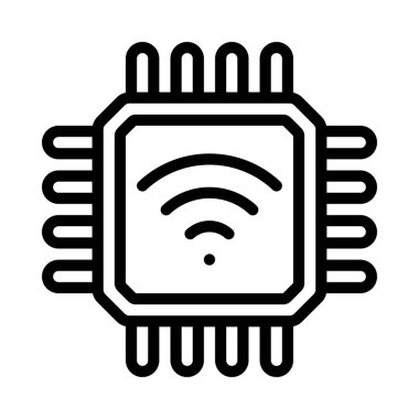 Wifi İşlemci Çipi Web simgesi, vektör illüstrasyonu