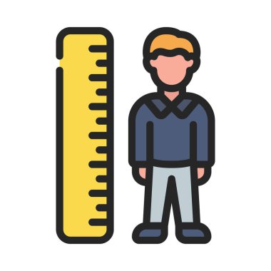 Yükseklik Ölçümü düz simgesi, vektör çizimi 