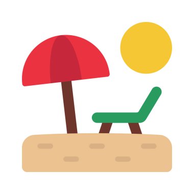 plaj ikonu vektör çizimi tasarımı