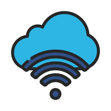 Bulut Wifi Simgesi, Vektör İllüstrasyonu