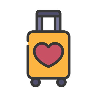 bagaj düz simgesi, vektör illüstrasyonu 