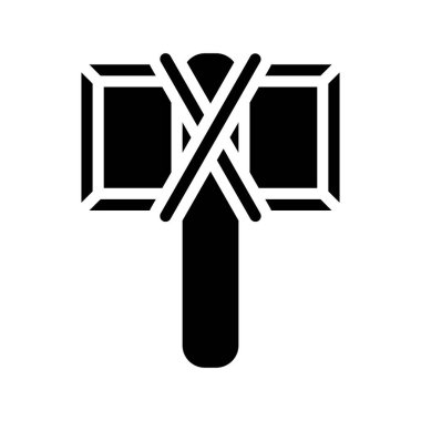 Mağara Adamı Çekiç yassı simgesi, vektör illüstrasyonu 