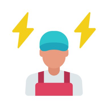 Elektriksel Mekanik Erkek Web simgesi düz tasarım, vektör illüstrasyonu