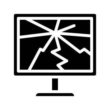 Çatlak Ekran Monitörü simge vektör illüstrasyon tasarımı