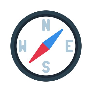 Beyaz arka plan üzerinde pusula simgesini vektör çizim