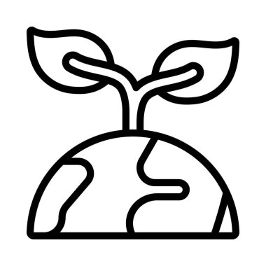 Yaprakların Büyüdüğü Dünya Web simgesi, vektör illüstrasyonu                                   