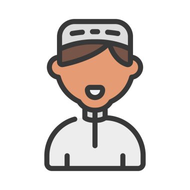 Müslüman Çocuk düz simgesi, vektör illüstrasyonu 