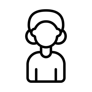 Domuz Kuyruğu Kadın web simgesi düz tasarım, vektör illüstrasyonu