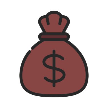 Dolar işareti simgesi olan para çantası, vektör illüstrasyonu 