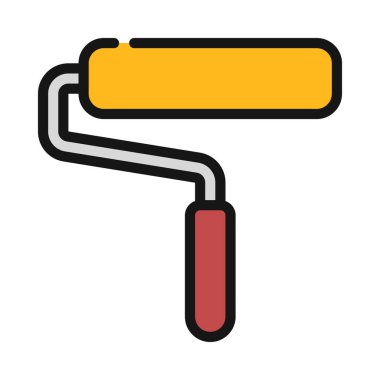 Beyaz arkaplanda izole edilmiş boya silindiri simgesi. Boya yüzeyleri için bir araç. Vektör illüstrasyonu