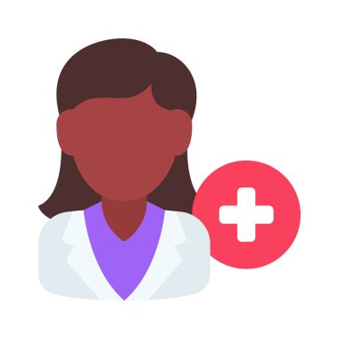 Kadın Doktor Web simgesi vektör illüstrasyonu