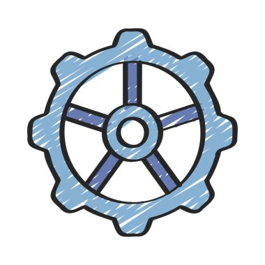 dişli tekerlek ikonu. Beyaz arkaplanda izole edilmiş web tasarımı için ana çizgi dişli vektör simgesi