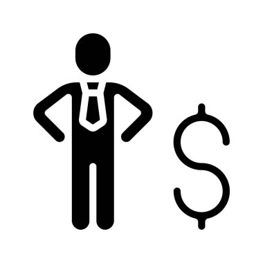 Para Kişi web simgesi düz tasarım, vektör illüstrasyonu                                        