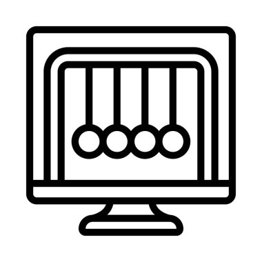 Newtons Cradle Computer  icon, vector illustration  clipart