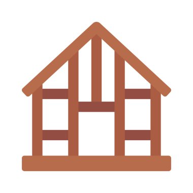 Ahşap Ev Çerçeve simgesi, vektör illüstrasyonu 