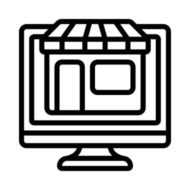 Çevrimiçi Depolama web simgesi, vektör illüstrasyonu               