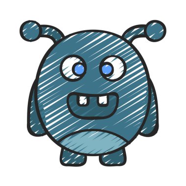 Beyaz arkaplanda canavar tasarımı vektör çizimi 