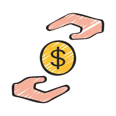 Para ikonu vektör illüstrasyon tasarımını koruyan eller