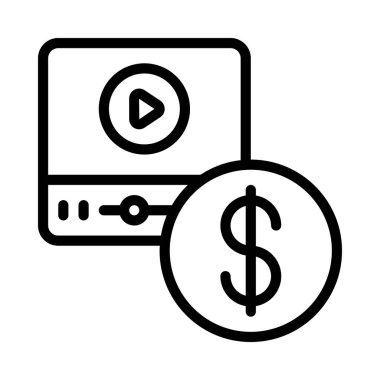 Ödenmiş Video düz simgesi, vektör illüstrasyonu 