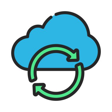 Bulut Eşzamanlama Simgesi, Vektör İllüstrasyonu