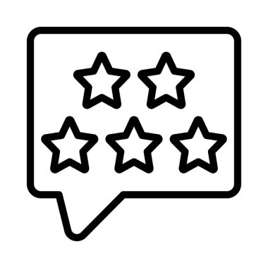 Beş Yıldız İnceleme İleti simgesi, vektör illüstrasyonu  
