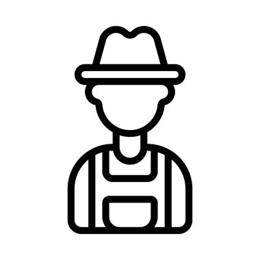 Çiftçi Adam web simgesi düz tasarım, vektör illüstrasyonu                    