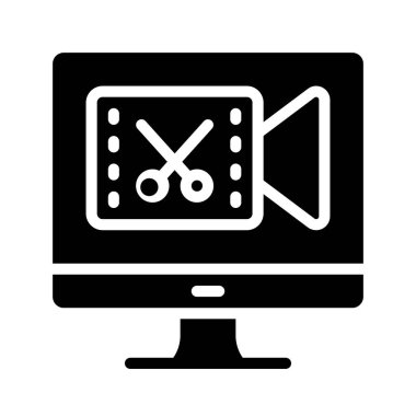 Çevrimiçi Video Düzenleme ikon vektör illüstrasyon tasarımı