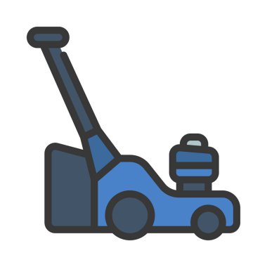 Çim biçme makinesi simgesi. Web için Çim biçme makinesi vektör simgesinin basit çizimi    